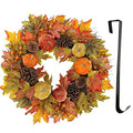Fall Wreath 26 Inches - Autumn Velvet Pumpkin & Maple Leaf Front Door Decor - Large Harvest Thanksgiving Halloween Wreath - Briful Variation
