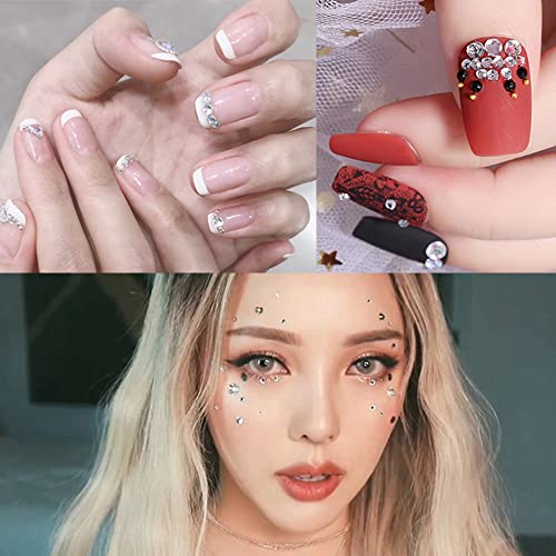 Self-Adhesive Face Gems Rhinestone Stickers for Makeup & Body Art - White AB, 3 Sheets