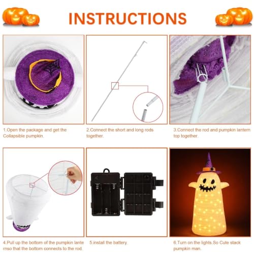Halloween Ghost Decorations Collapsible 3FT Lighted Ghost with 8 Modes & Timer - Outdoor Indoor Yard Porch Party Decor - Variation: Ghost