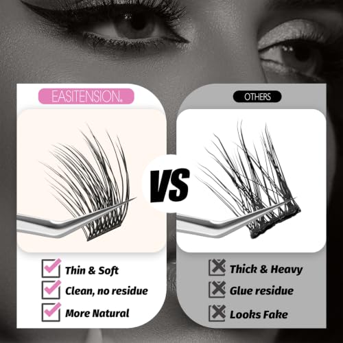EASITENSION Cross Lash Clusters - 120 Natural 3D False Eyelashes for DIY Extensions