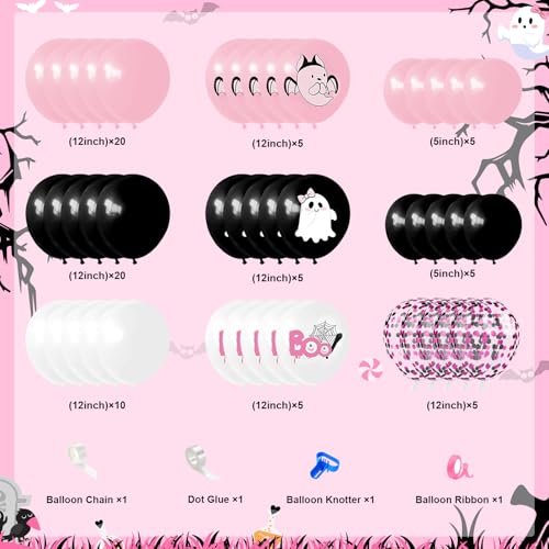 Pink Halloween Birthday Decorations Party Supplies for 24 Guests - Ghost & Pumpkin Theme