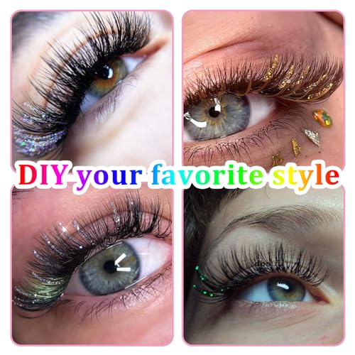 Laser Colorful Glitter Lash Extensions - 120 Pcs Multi-Color Individual Clusters for DIY & Professional Makeup