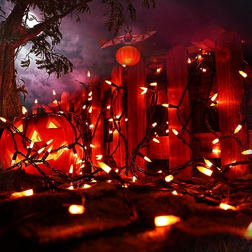 Halloween Orange String Lights - 12.5ft 50 LED Incandescent Bulb Lights - Connectable Indoor Outdoor