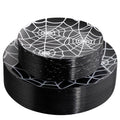 Black Halloween Disposable Plates Set for 30 Guests - Web Design, Party Supplies