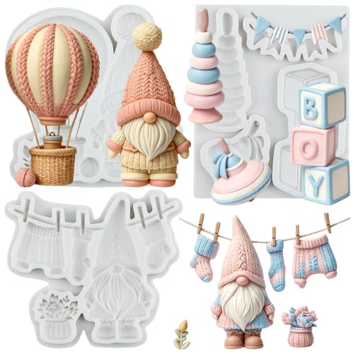 Baby Shower Silicone Gnome Toy Mold Set - Gray | Cake Decorating & Craft Molds