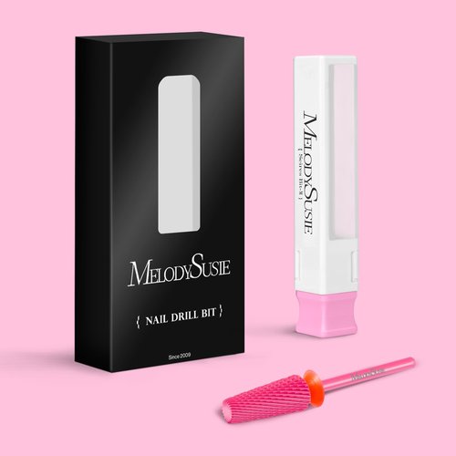 MelodySusie Professional 5 in 1 Nail Drill Bits, 3/32'' Carbide Tungsten Multi-function Bits, Suitable for Manicure Pedicure Cuticle Gel Polishing, Technicians Bits, Pink Blossom, Series Bit-M