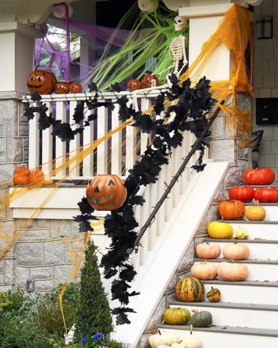 4 Pieces Black Maple Leaf Garland - Artificial Halloween Hanging Decor
