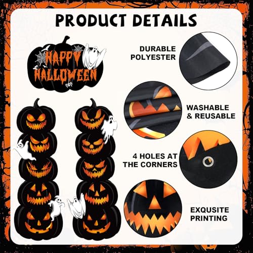 Halloween Pumpkin Door Banner Set - Spooky Porch Decorations for Front Doors & Walls