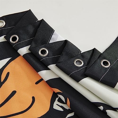 Halloween Shower Curtain Set 72x72 Inches Black and Orange Gothic Spooky Bathroom Decor