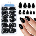 120Pcs Black Almond Short Press-On Nails with Glue Tabs & Manicure Kit