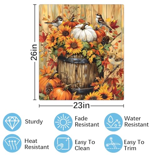 Fall Dishwasher Magnet Cover Front Decoration with Retro Wooden Bird Variation