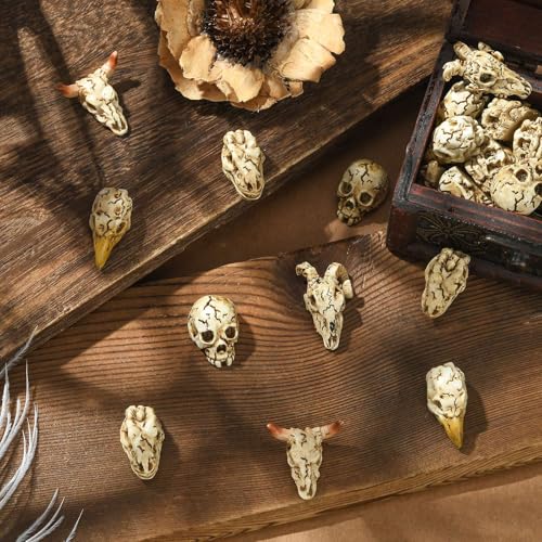 Resin Animal Skull Figurines Set - 50 Miniatures for Home & Office Decor
