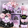 Pink Purple Black Halloween Balloon Arch Kit with Spooky Decorations - Froova
