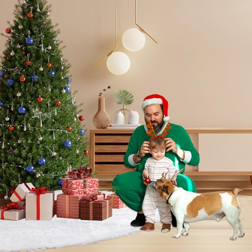 48 Inch White Faux Fur Christmas Tree Skirt for 7.5-9 Ft Trees - Holiday Decor