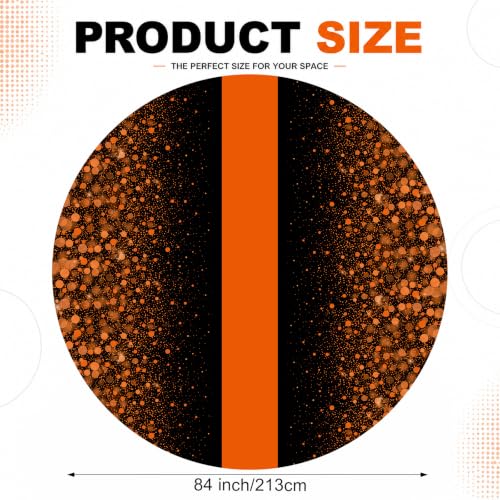 6 Pcs Black and Orange Round Plastic Tablecloths - 84 Inch Disposable Party Cover