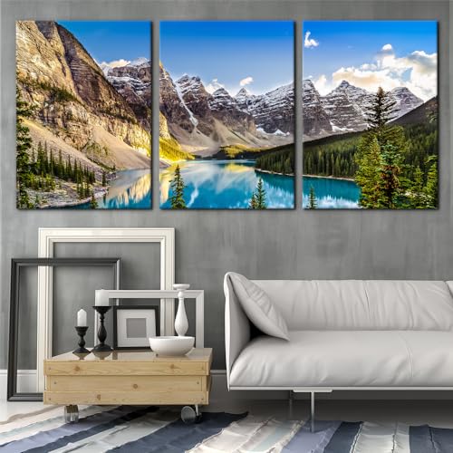 Colorado Mountain Lake Wall Art Set - 20x28 Inches, 3 Panels, Modern Canvas Prints - Variation Wallart-14