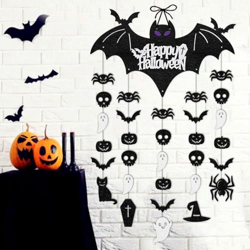 Halloween Hanging Decorations Kit - Bat, Ghost, Spider, Pumpkin Wall & Door Decor