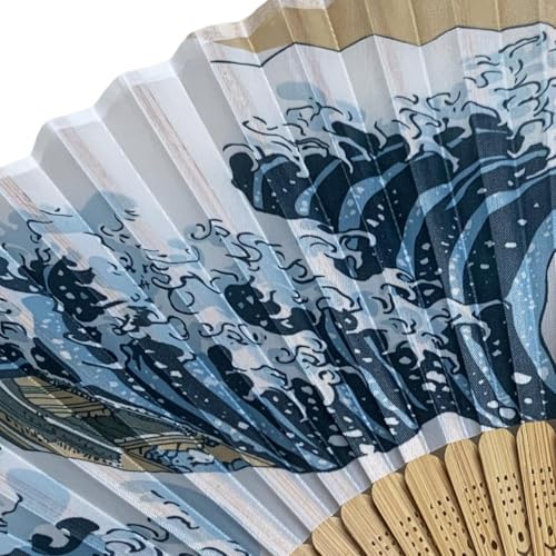 Japanese Handheld Fan - Medium Multicoloured Silk Bamboo for Dancing & Wedding