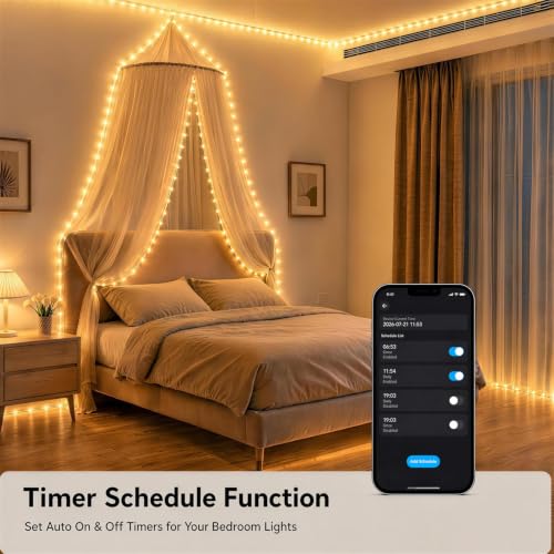 RGB USB Fairy Lights 50ft 150 LEDs with Remote & App Control, Music Sync, Timer, Indoor Holiday Decor