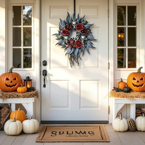 22-Inch Gothic Halloween Wreath for Front Door Indoor Outdoor Decor