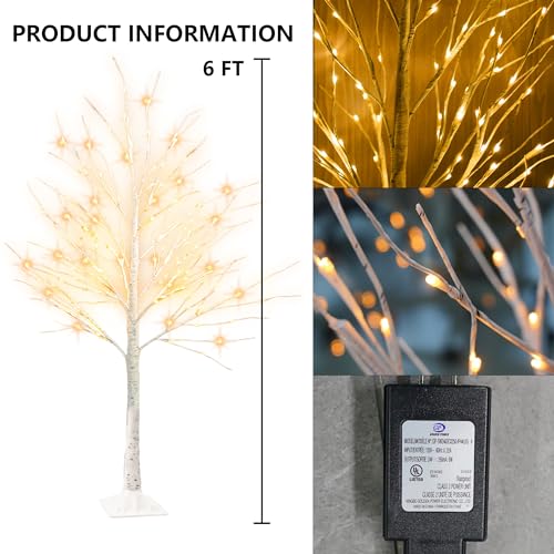 Lighted Birch Tree 6 Ft with 144 LED Fairy Lights - 2 Pack Indoor Outdoor Decor