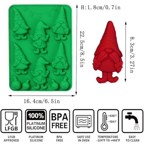 2 Pack Christmas Silicone Mold for Baking - Gnome & Bell Holiday Treats - Variation B