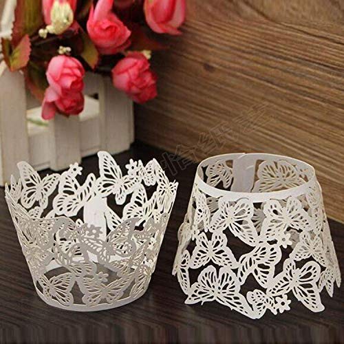 36 Pack Lace Butterfly Cupcake Wrappers for Wedding & Party Decor - Elegant White Paper Cupcake Holders