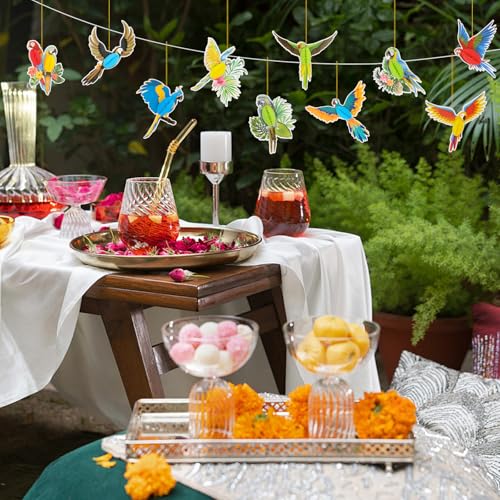 Tropical Parrot Honeycomb Paper Cutouts - 12 PCS Hawaiian Bird Decorations - Color 2