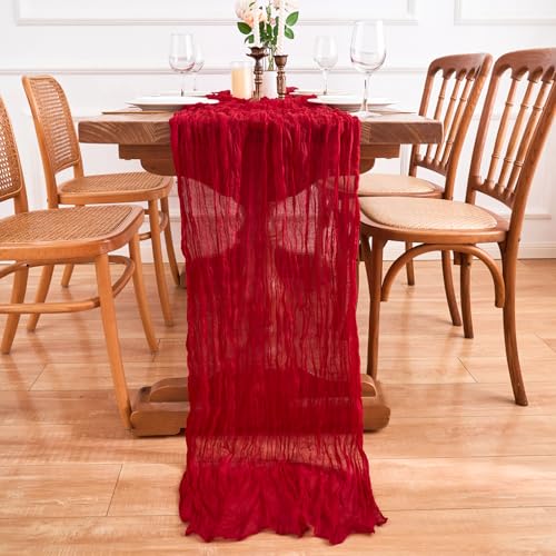 Red Cheesecloth Table Runner 10FT 6 Pack Boho Rustic Holiday Decor Variation of THIS listing