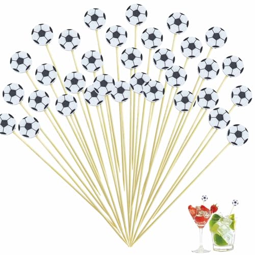 Soccer Ball Cocktail Picks - Black & White, 4.7 Inches, 120 Pcs