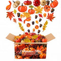 Artificial Mini Pumpkin Set with Acorns & Leaves - Fall Decor, Harvest Bowl Fillers - Mixed 1-3 Inch