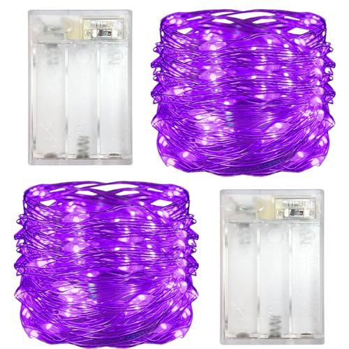Purple Dewdrop LED String Lights with Timer Function, 10ft, 30 Micro LEDs, Indoor Use