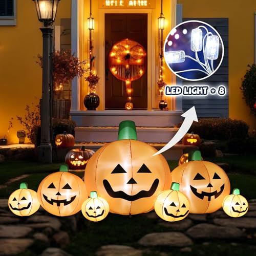 Halloween Inflatable Pumpkins with LED Lights - 8.7 Ft Yard Decoration for Garden & Lawn