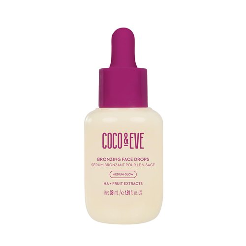 Coco & Eve Sunny Honey Bronzing Face Tanning Drops (Medium Glow) for Natural Self Tanning Hydrating Hyaluronic Acid. Gradual Face Tanning Serum. Indoor Sunless Moisturizing Self Tanner (1 fl oz)