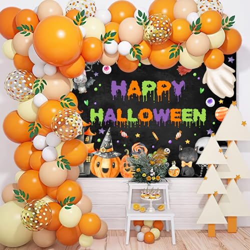 Halloween Backdrop Spooky Ghost Banner for Kids 8x6ft - Black Variation