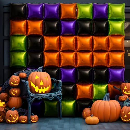 Halloween Balloon Arch Kit 50 Black Orange Square Foil Balloons Party Decor