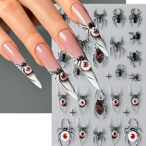 Halloween Nail Stickers 5D Embossed Spider Design Self-Adhesive Set - Variation of THIS listing 9