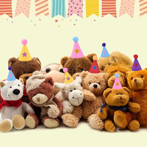 Mini Felt Party Hats for Stuffed Animals & Pets - Multi-Coloured 1 Set