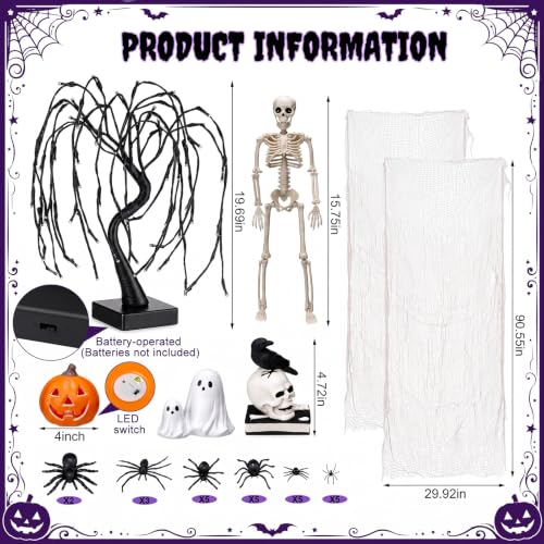 Halloween Mantle Decorations Set - 34 Pieces Haunted Fireplace & Tabletop Decor