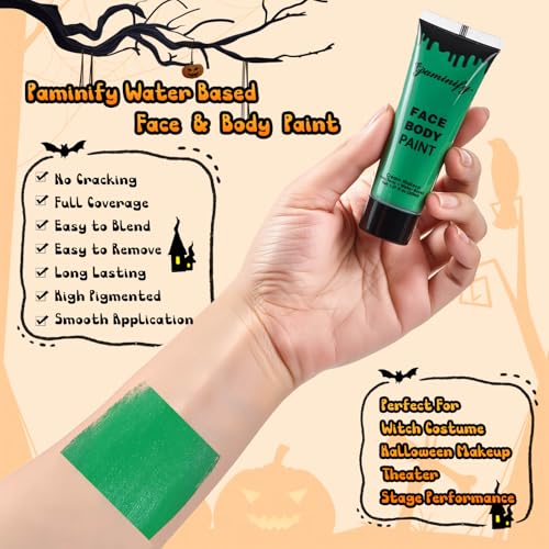 Green Witch Makeup Kit with Face Paint Nose & Sponge - Halloween Costume, Kids & Adults - Variation of Witch Makeup Kit