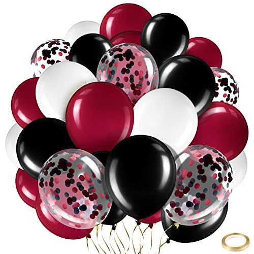 Balloon Kit 60 Pcs Latex Halloween Balloons Black Red White Confetti Decorations