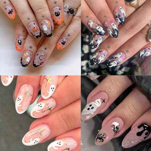 Halloween Nail Art Stickers 18 Sheets 3D Glitter Ghost Pumpkin Spider Web