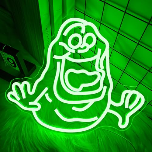 Slimer Neon Sign - Dimmable Green Ghost Wall Decor for Bedroom & Party