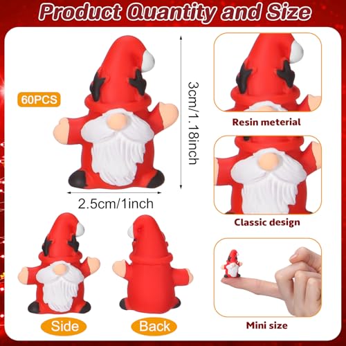 Mini Christmas Gnome Figurines with Deer - 60 Pcs Holiday Village Decorations