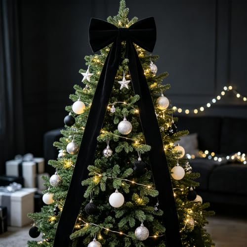 Giant 48x24 Inch Black Holiday Bow - Halloween & Christmas Tree Topper