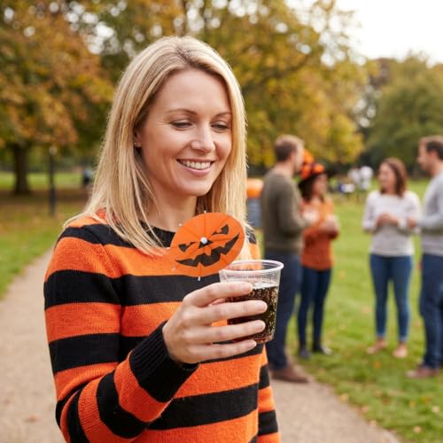 50 Pack Halloween Cocktail Picks with Pumpkin Design - Summerween Party Decor