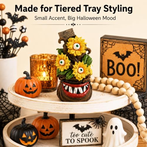 Halloween Creepy Sunflower Figurine - Horror Home Decor for Halloween