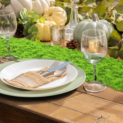 Artificial Moss Table Runner Light Green for Halloween Party Decor - 12x71 Inches - Enchanted Home & Garden