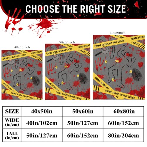 Crime Scene Inspired Throw Blanket for True Crime Fans - Grey, 50x60in