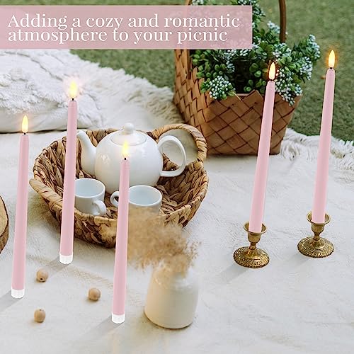 Pink Flameless LED Taper Candles Pack - 11 Inch, Safe Halloween Decor